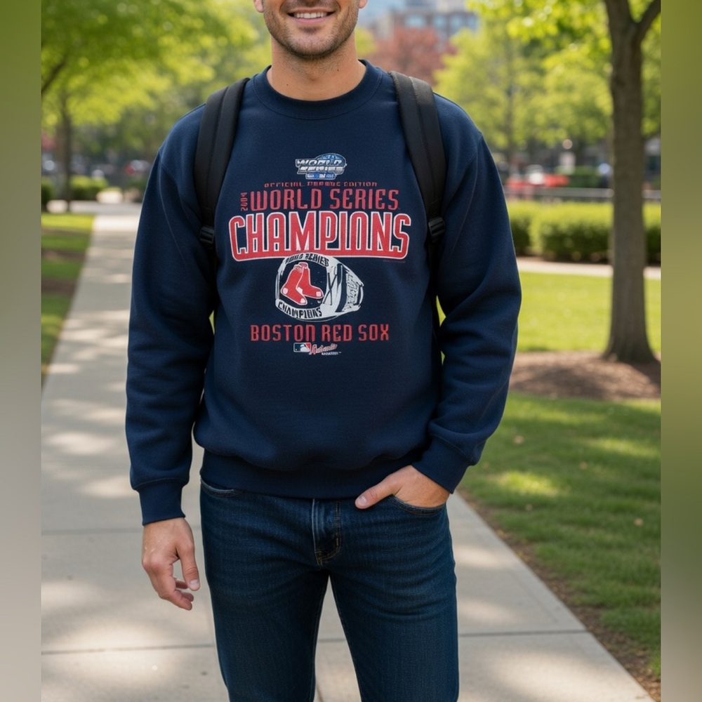 Vintage 2004 Boston Red Sox World Series Champions Navy Sweater
